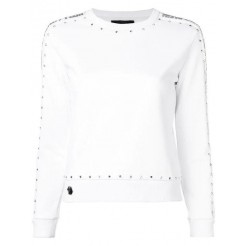 Philipp Plein Studded Detail Sweatshirt Women 01 White Clothing Sweatshirts Authorized Site