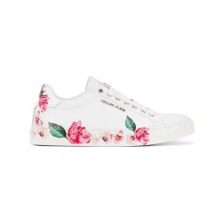 Philipp Plein Lo-top Flowers Sneakers Women 0101 White / Shoes Trainers Store