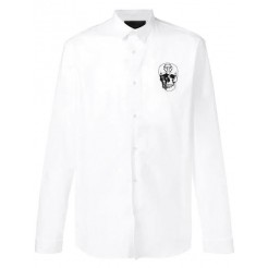 Philipp Plein Embroidered Skull Shirt Men 0102 White Clothing Shirts Ever-popular