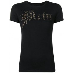 Philipp Plein Embellished Logo T-shirt Women 02 Black Clothing T-shirts & Jerseys Cheap