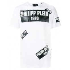 Philipp Plein Tape Logo Patch T-shirt Men 01 White Clothing T-shirts Entire Collection