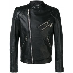 Philipp Plein Leather Biker Jacket Men 02 Black Clothing Jackets High-end