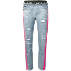Philipp Plein Side Stripes Distressed Jeans Women 07il L.a.livin Clothing Skinny High-tech Materials