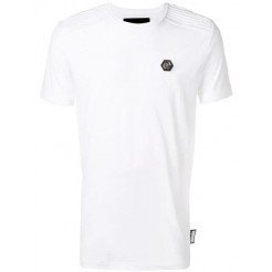 Philipp Plein Logo Patch T-shirt Men 01 White Clothing T-shirts Hot Sale Online