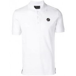 Philipp Plein Logo Plaque Polo Shirt Men 01 White Clothing Shirts Outlet Store Sale