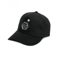 Philipp Plein Logo Patch Baseball Cap Men 02 Black Accessories Hats Professional Online Store