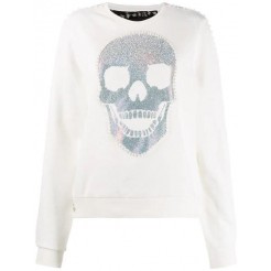 Philipp Plein Glitter Skull Sweatshirt Women 01 White Clothing Sweatshirts Online Leading Retailer