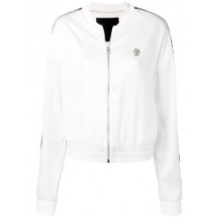 Philipp Plein Logo Bomber Jacket Women 01 White Clothing Jackets Vast Selection