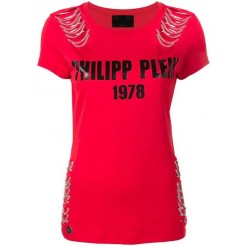 Philipp Plein Logo Chain Detail T-shirt Women 13 Red Clothing T-shirts & Jerseys Retailer