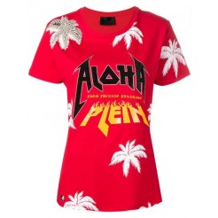 Philipp Plein Aloha Embroidered T-shirt Women 13 Red Clothing T-shirts & Jerseys Unbeatable Offers