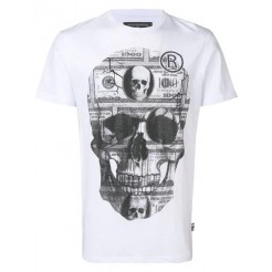 Philipp Plein Crystal Embellished Skull T-shirt Men 01 White Clothing T-shirts