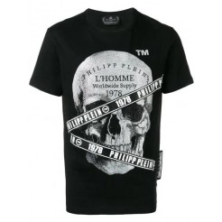 Philipp Plein Rhinestone Skull Print T-shirt Men 02 Black Clothing T-shirts