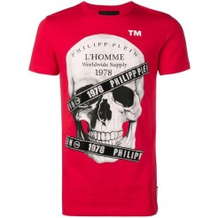 Philipp Plein L'homme Skull Print T-shirt Men 13 Red Clothing T-shirts Best-loved