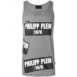 Philipp Plein Pp1978 Tank Top Men 10 Grey Clothing Vests & Tanks Sale Usa Online