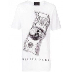 Philipp Plein Dollar Bill Print T-shirt Men 01 White Clothing T-shirts Online Store