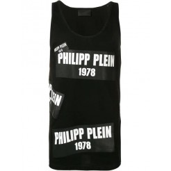 Philipp Plein All Over Logo Tank Top Men 02 Black Clothing Vests & Tanks Free And Fast Shipping