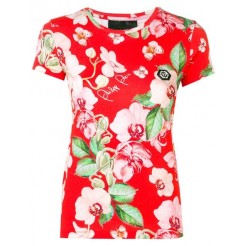 Philipp Plein Floral Print T-shirt Women 13 Red Clothing T-shirts & Jerseys High-end