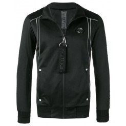 Philipp Plein Geometric Zipped Jacket Men Black Silver Clothing Sport Jackets & Wind Breakers Classic Styles