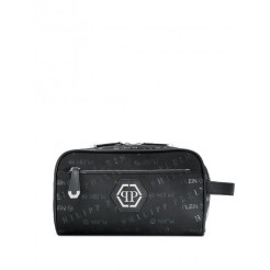 Philipp Plein Logo Print Wash Bag Men 02 Black Accessories Bags Where Can I Buy