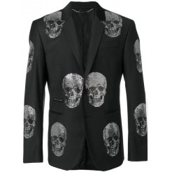 Philipp Plein Skull Structured Blazer Men 02 Black Clothing Blazers Stable Quality