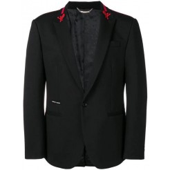 Philipp Plein Stripes Single-breasted Blazer Men 0213 Black / Red Clothing Blazers