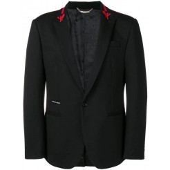 Philipp Plein Stripes Single-breasted Blazer Men 0213 Black / Red Clothing Blazers