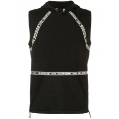 Philipp Plein Hooded Vest Men 0201 Black / White Clothing Vests & Tanks Cheapest Price