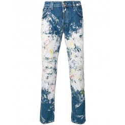 Philipp Plein Painted Super Straight-cut Jeans Men 21st Story Teller Clothing Slim-fit