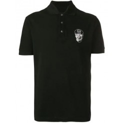Philipp Plein Skull Embroidered Polo Shirt Men 0201 Black / White Clothing Shirts Famous Brand
