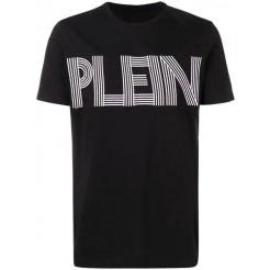 Philipp Plein Embroidered Logo T-shirt Men 0201 Black / White Clothing T-shirts Uk Discount Online Sale