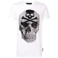Philipp Plein Rhinestone-embellished Skull T-shirt Men 01 White Clothing T-shirts