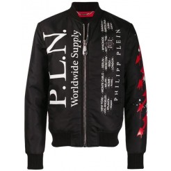 Philipp Plein Logo Bomber Jacket Men 02 Black Clothing Jackets Cheapest Price