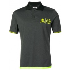 Philipp Plein Active Polo Shirt Men 1009 Grey/yellow Clothing Shirts Cheapest Price
