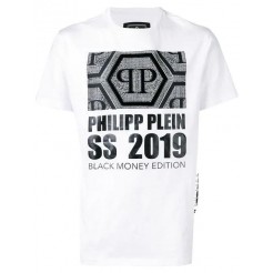 Philipp Plein Crystal Embellished T-shirt Men 01 White Clothing T-shirts Newest Collection