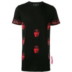 Philipp Plein Skull Print T-shirt Men 0213 Black/red Clothing T-shirts Super Quality