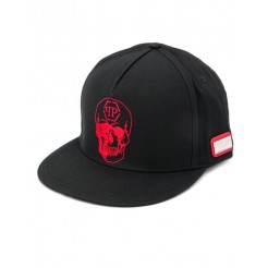 Philipp Plein Skull Baseball Cap Men 0213 Black / Red Accessories Hats Usa Factory Outlet