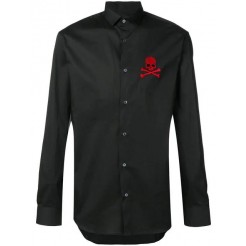 Philipp Plein Original Platinum-cut Shirt Men 0213 Black / Red Clothing Shirts Cheap Prices