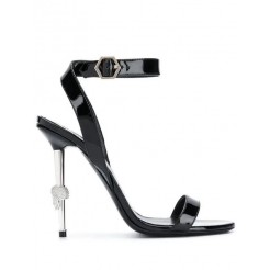 Philipp Plein Patent Stiletto Sandal Women 02 Black Shoes Sandals Wholesale Price