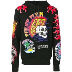 Philipp Plein Pizza Boy Patchwork Hoodie Men 02 Black Clothing Hoodies Lowest Price