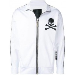 Philipp Plein Skull Print Jogging Jacket Men 01 White Clothing Sport Jackets & Wind Breakers Superior Quality
