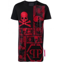 Philipp Plein Embellished Dollar T-shirt Men 0213 Black / Red Clothing T-shirts Sale Retailer