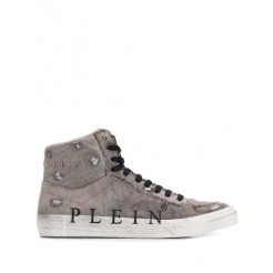 Philipp Plein Original Hi-top Sneakers Men 72 Dark Grey Shoes Hi-tops Online Store