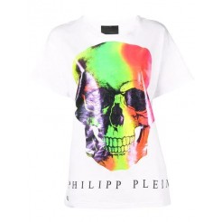 Philipp Plein Logo Skull Print T-shirt Women 01 White Clothing T-shirts & Jerseys Multiple Colors