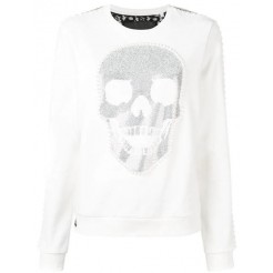 Philipp Plein Embellished Skull Sweatshirt Women 01 White Clothing Sweatshirts Ever-popular