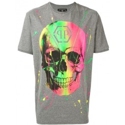 Philipp Plein Multicolour Skull T-shirt Men 10 Grey Clothing T-shirts Quality Design