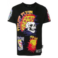 Philipp Plein Pizza Print T-shirt Men 02 Black Clothing T-shirts Wide Range