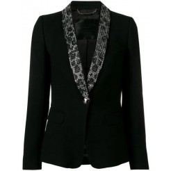 Philipp Plein Crystal Lapel Tuxedo Blazer Women 02 Black Clothing Blazers New York