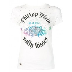 Philipp Plein Rhinestone Embellished T-shirt Women 01 White Clothing T-shirts & Jerseys