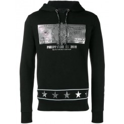 Philipp Plein Dollar Print Hoodie Men 0270 Black/silver Clothing Hoodies Gorgeous