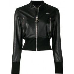 Philipp Plein Cropped Leather Jacket Women 02 Black Clothing Jackets Reliable Quality